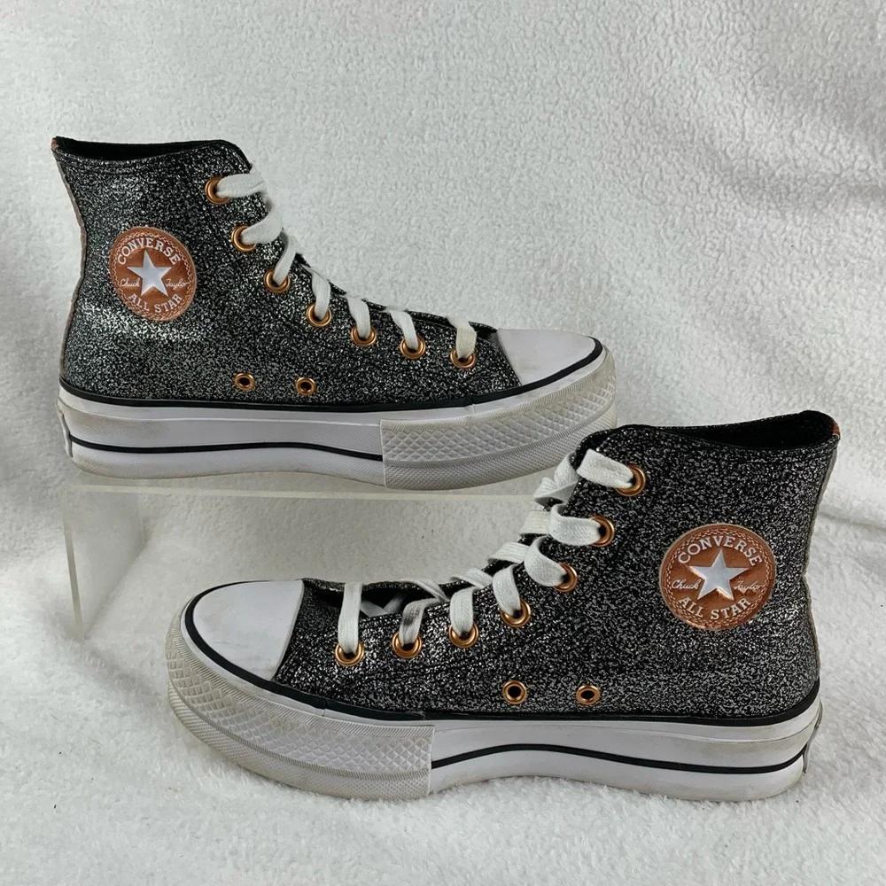 Converse Chuck Taylor All Stars Womens 6 Lift Platform High Top Metallic Glitter - Picture 2 of 11